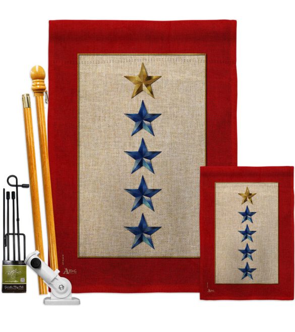 Gold & Four Blue Stars - Military Americana Vertical Impressions Decorative Flags HG141090 Made In USA - Image 18