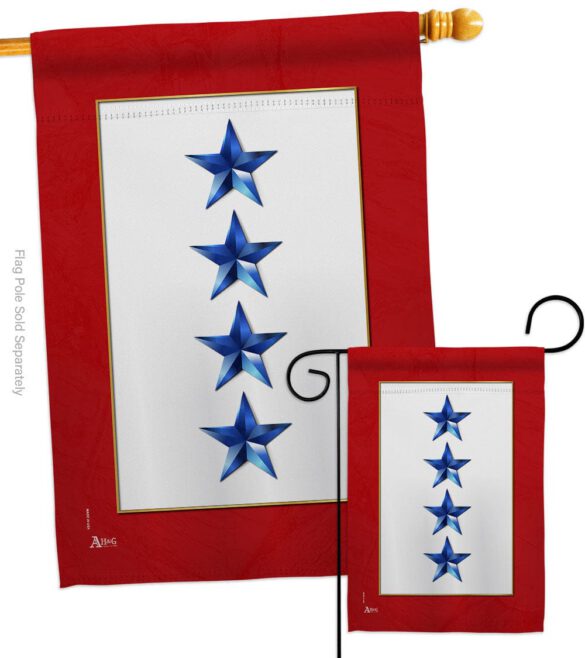 Four Blue Stars - Military Americana Vertical Impressions Decorative Flags HG141089 Made In USA - Image 3