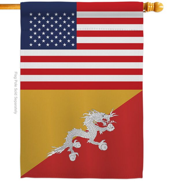 Bhutan US Friendship - Nationality Flags of the World Vertical Impressions Decorative Flags HG140300 Made In USA - Image 2