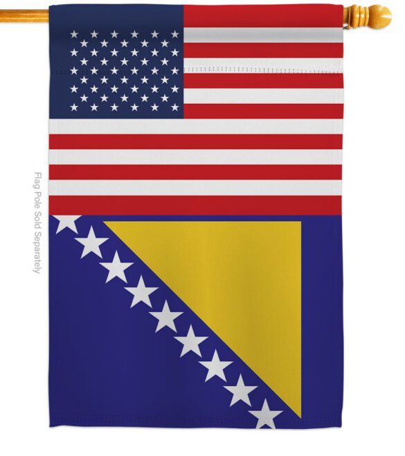 Bosnia-Herzegovina US Friendship - Nationality Flags of the World Vertical Impressions Decorative Flags HG140310 Made In USA - Image 2