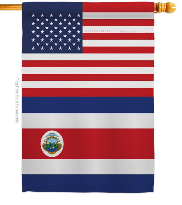 Costa Rica US Friendship - Nationality Flags of the World Vertical Impressions Decorative Flags HG140348 Made In USA - Image 2