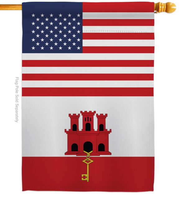 Gibraltar US Friendship - Nationality Flags of the World Vertical Impressions Decorative Flags HG140386 Made In USA - Image 2