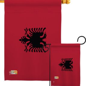 Albania - Nationality Flags of the World Vertical Impressions Decorative Flags HG140003 Made In USA