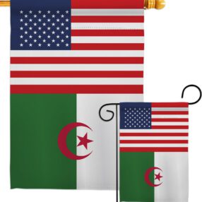 Algeria US Friendship - Nationality Flags of the World Vertical Impressions Decorative Flags HG140274 Made In USA