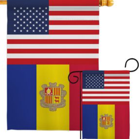 Andorra US Friendship - Nationality Flags of the World Vertical Impressions Decorative Flags HG140275 Made In USA