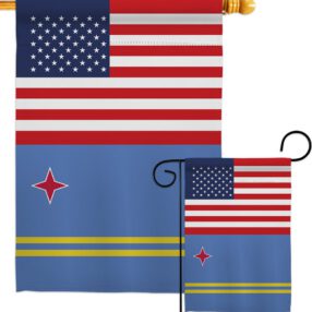 Aruba US Friendship - Nationality Flags of the World Vertical Impressions Decorative Flags HG140283 Made In USA