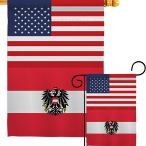 Austria w/Eagle US Friendship - Nationality Flags of the World Vertical Impressions Decorative Flags HG140285 Made In USA
