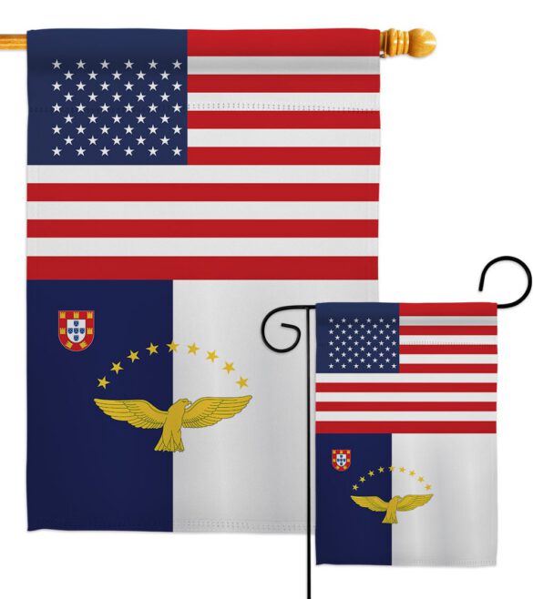 Azores US Friendship - Nationality Flags of the World Vertical Impressions Decorative Flags HG140288 Made In USA