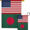 Bangladesh US Friendship - Nationality Flags of the World Vertical Impressions Decorative Flags HG140291 Made In USA