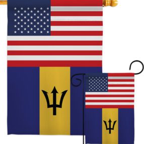 Barbados US Friendship - Nationality Flags of the World Vertical Impressions Decorative Flags HG140292 Made In USA