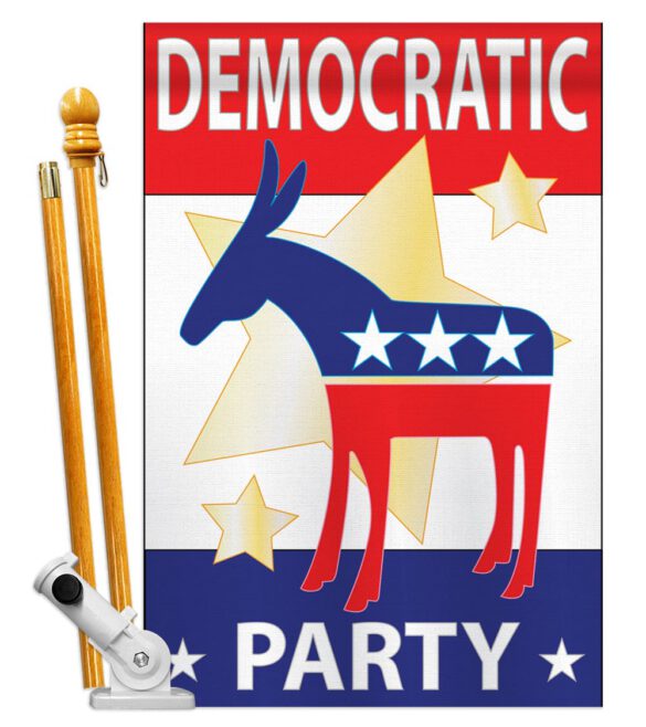 Democratic Party - Nationality Flags of the World Vertical Applique Decorative Flags HG108024 - Image 2