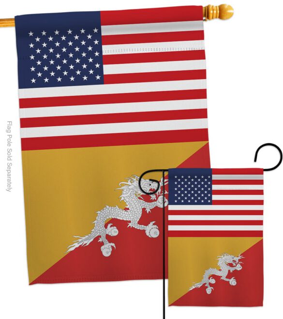 Bhutan US Friendship - Nationality Flags of the World Vertical Impressions Decorative Flags HG140300 Made In USA - Image 3