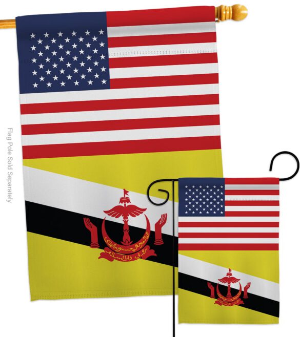 Brunei US Friendship - Nationality Flags of the World Vertical Impressions Decorative Flags HG140322 Made In USA - Image 3