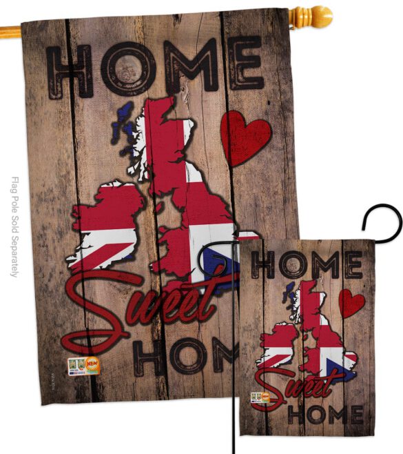 Country UK Home Sweet Home - Nationality Flags of the World Vertical Impressions Decorative Flags HG192030 Made In USA - Image 3