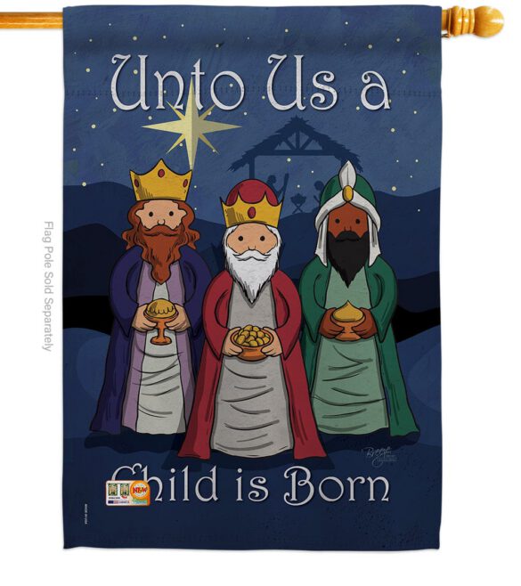 Child is Born - Nativity Winter Vertical Impressions Decorative Flags HG114129 Made In USA - Image 2