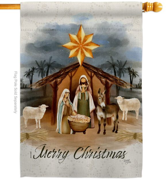 Birth of Jesus - Nativity Winter Vertical Impressions Decorative Flags HG114238 Made In USA - Image 2