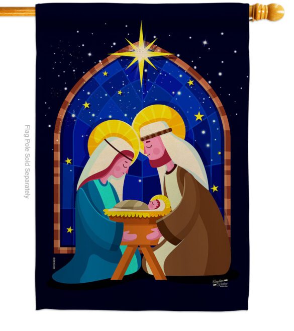 Birth Of Jesus - Nativity Winter Vertical Impressions Decorative Flags HG137358 Made In USA - Image 2