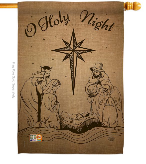 Holy Night - Nativity Winter Vertical Impressions Decorative Flags HG191078 Made In USA - Image 2
