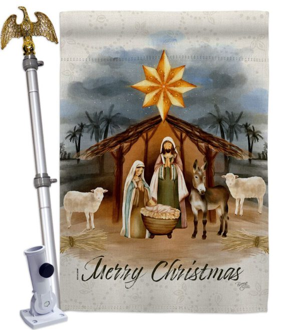 Birth of Jesus - Nativity Winter Vertical Impressions Decorative Flags HG114238 Made In USA - Image 9