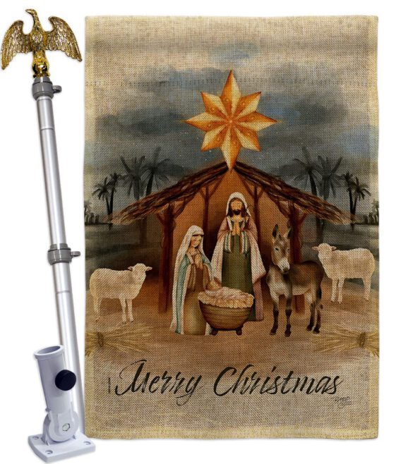 Birth of Jesus - Nativity Winter Vertical Impressions Decorative Flags HG114238 Made In USA - Image 19