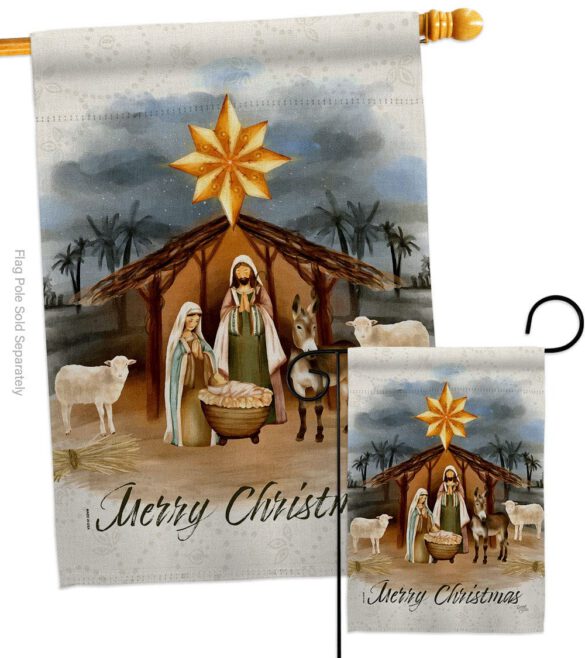 Birth of Jesus - Nativity Winter Vertical Impressions Decorative Flags HG114238 Made In USA - Image 3