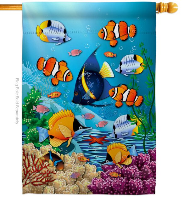 Coral Life - Nautical Coastal Vertical Impressions Decorative Flags HG107030 Made In USA - Image 2