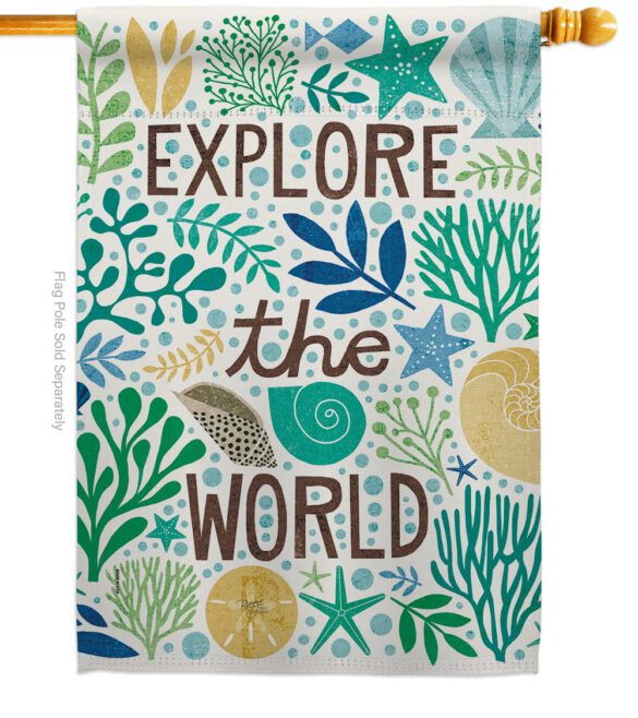 Explore The World - Nautical Coastal Vertical Impressions Decorative Flags HG107063 Made In USA - Image 2