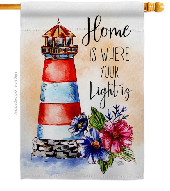 Home Is Light - Nautical Coastal Vertical Impressions Decorative Flags HG107071 Made In USA - Image 2