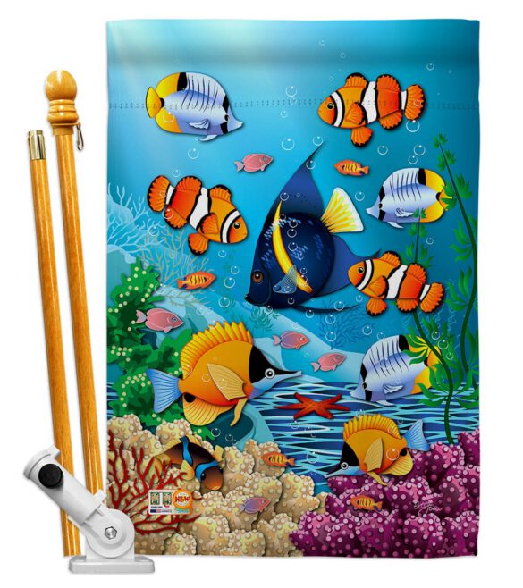 Coral Life - Nautical Coastal Vertical Impressions Decorative Flags HG107030 Made In USA - Image 5