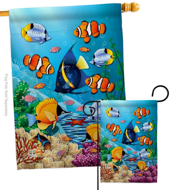 Coral Life - Nautical Coastal Vertical Impressions Decorative Flags HG107030 Made In USA - Image 3