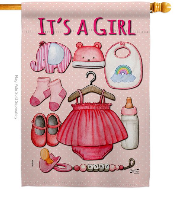 Baby Girl - Family Special Occasion Vertical Impressions Decorative Flags HG130339 Made In USA - Image 3