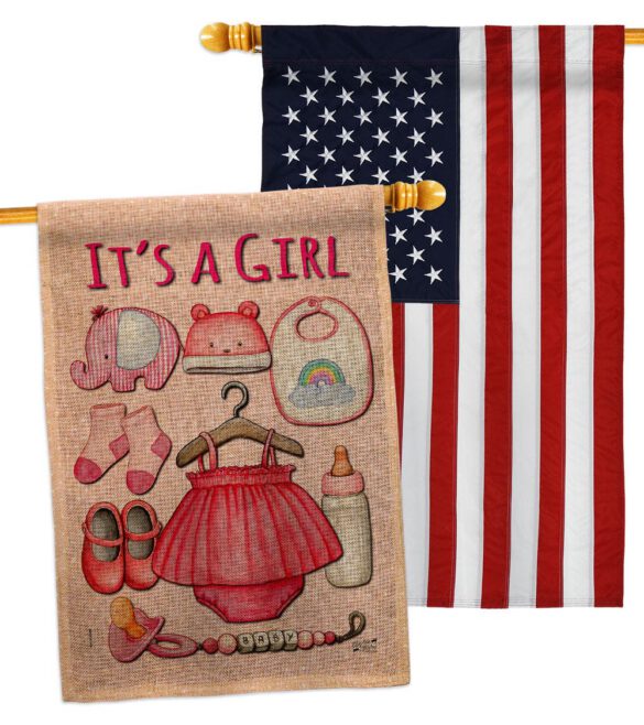 Baby Girl - Family Special Occasion Vertical Impressions Decorative Flags HG130339 Made In USA - Image 37