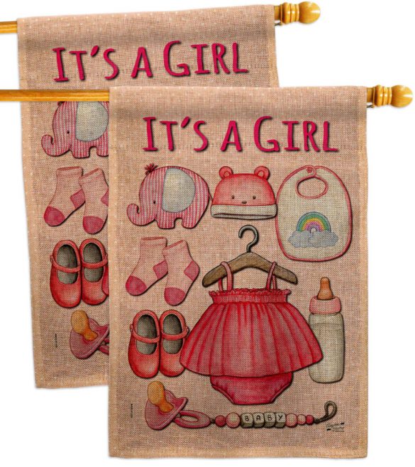 Baby Girl - Family Special Occasion Vertical Impressions Decorative Flags HG130339 Made In USA - Image 34