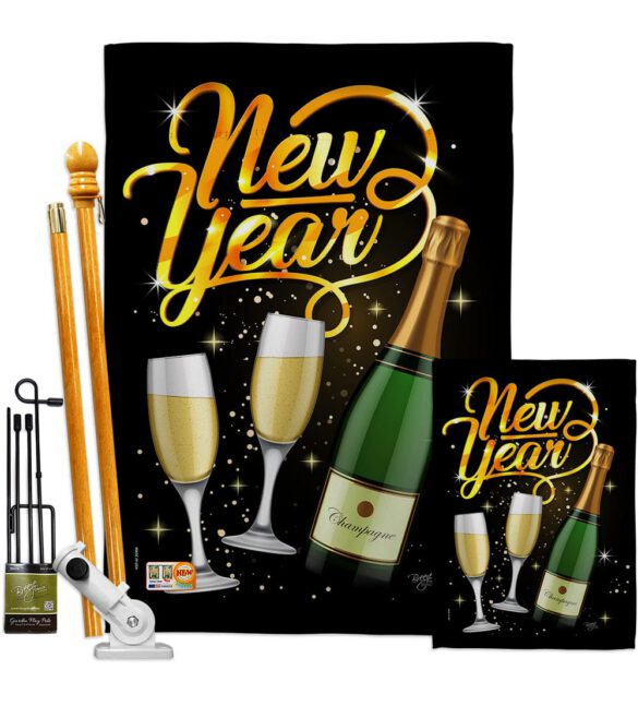 Cheers To Happy New Year - New Year Winter Vertical Impressions Decorative Flags HG116012 Made In USA - Image 6