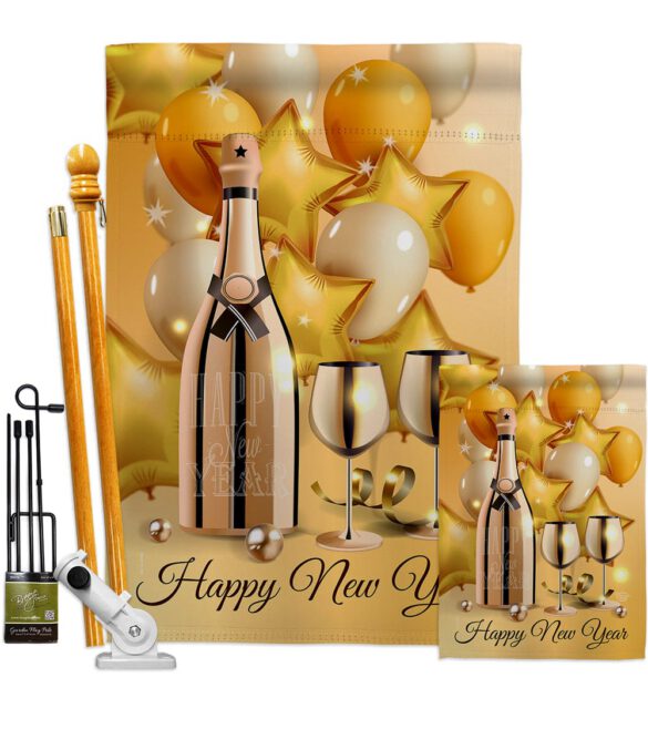 Golden New Year - New Year Winter Vertical Impressions Decorative Flags HG192266 Made In USA - Image 6