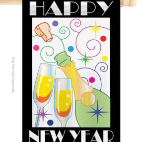 Happy New Year - New Year Winter Vertical Applique Decorative Flags HG116007