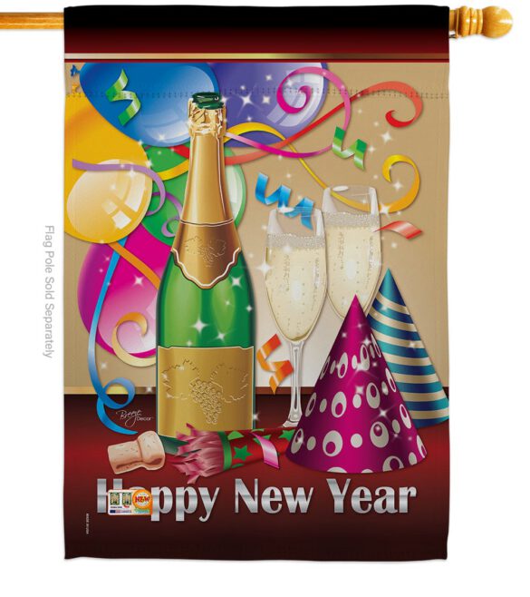 Happy New Year - New Year Winter Vertical Impressions Decorative Flags HG116008 Made In USA - Image 2
