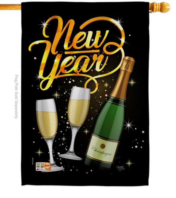 Cheers To Happy New Year - New Year Winter Vertical Impressions Decorative Flags HG116012 Made In USA - Image 2