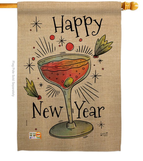 Cheers Happy New Year - New Year Winter Vertical Impressions Decorative Flags HG137120 Made In USA - Image 2