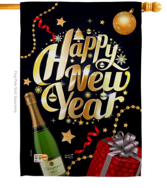 Best New Year - New Year Winter Vertical Impressions Decorative Flags HG137130 Made In USA - Image 2