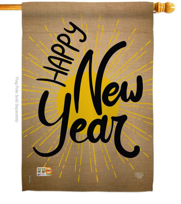 Happy New Year - New Year Winter Vertical Impressions Decorative Flags HG191048 Made In USA - Image 2