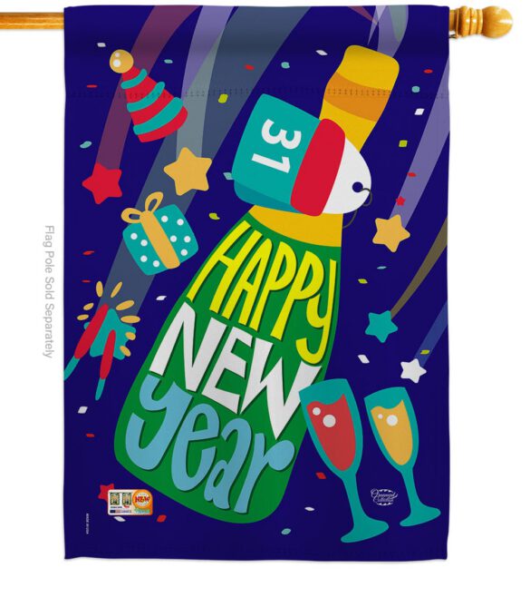 Celebrating New Year - New Year Winter Vertical Impressions Decorative Flags HG192049 Made In USA - Image 2