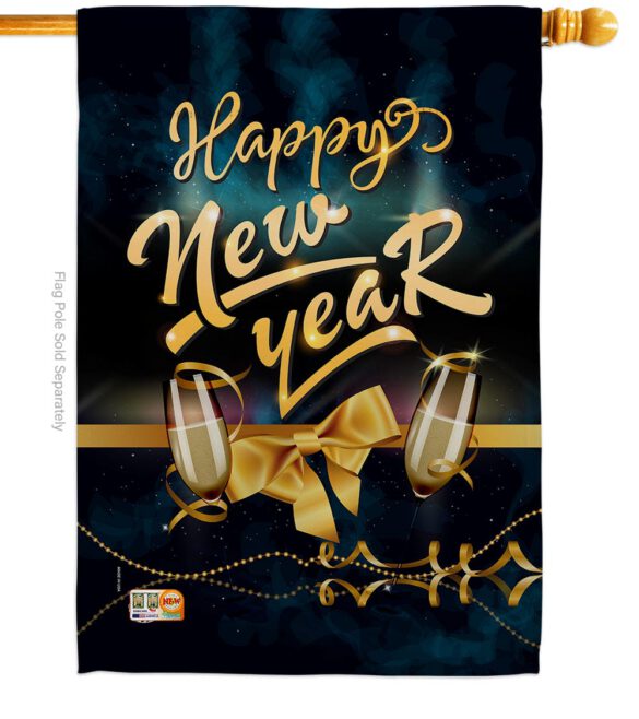 Cheerful New Year - New Year Winter Vertical Impressions Decorative Flags HG192146 Made In USA - Image 2