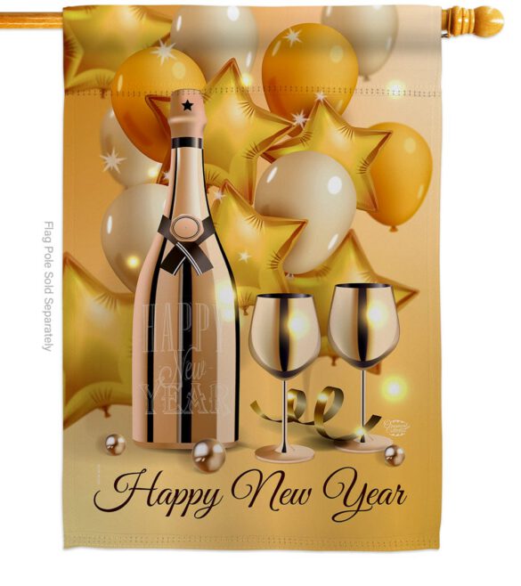 Golden New Year - New Year Winter Vertical Impressions Decorative Flags HG192266 Made In USA - Image 2