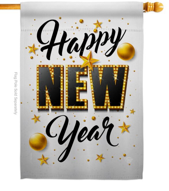 Happy New Year - New Year Winter Vertical Impressions Decorative Flags HG192295 Made In USA - Image 2