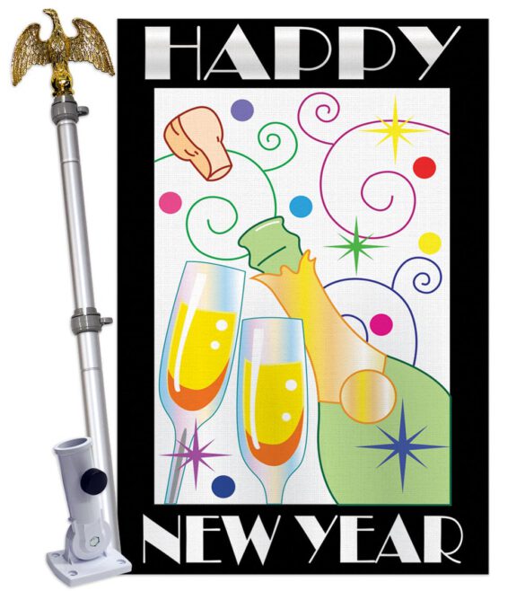 Happy New Year - New Year Winter Vertical Applique Decorative Flags HG116007 - Image 3