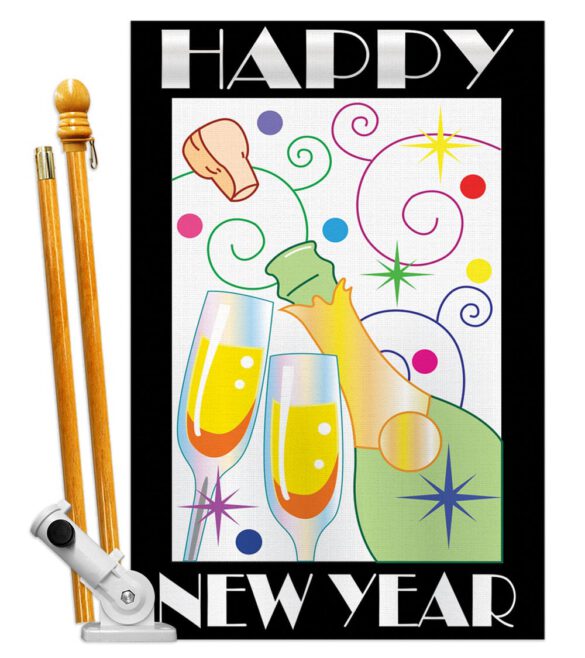 Happy New Year - New Year Winter Vertical Applique Decorative Flags HG116007 - Image 2