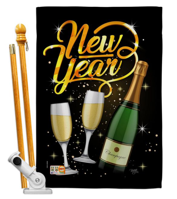 Cheers To Happy New Year - New Year Winter Vertical Impressions Decorative Flags HG116012 Made In USA - Image 5