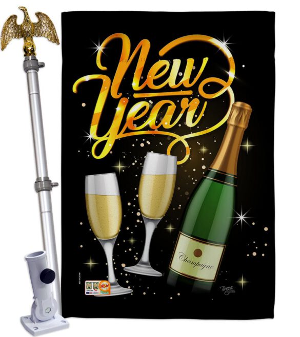Cheers To Happy New Year - New Year Winter Vertical Impressions Decorative Flags HG116012 Made In USA - Image 13