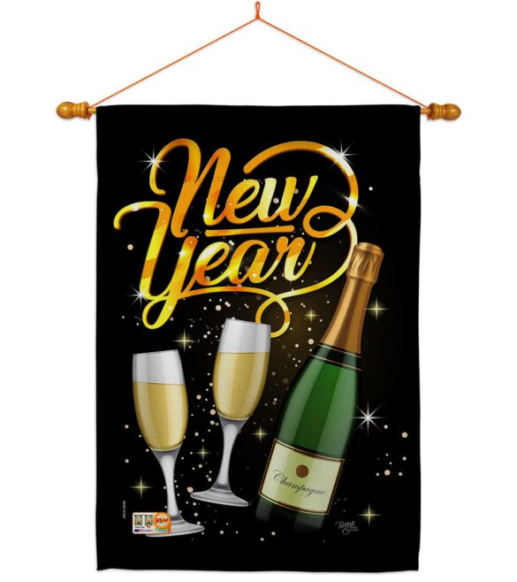 Cheers To Happy New Year - New Year Winter Vertical Impressions Decorative Flags HG116012 Made In USA - Image 14